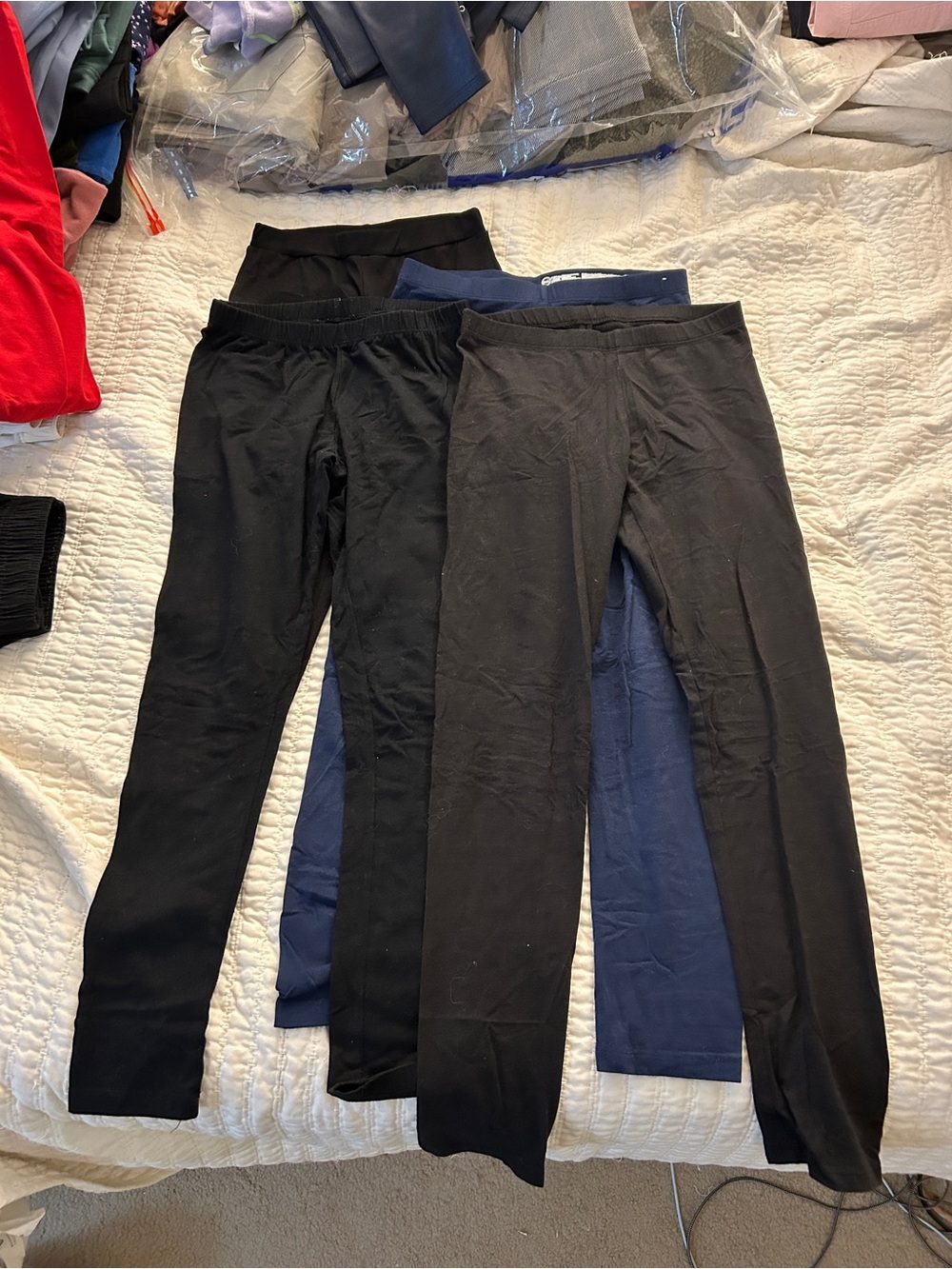 Girls- wonder nation Black and Navy Girls' Ponte Leggings - 3 Pack